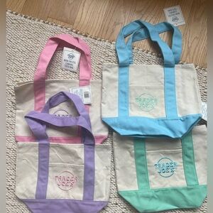 Trader Joe's Mini Pastel Canvas Tote Bags
